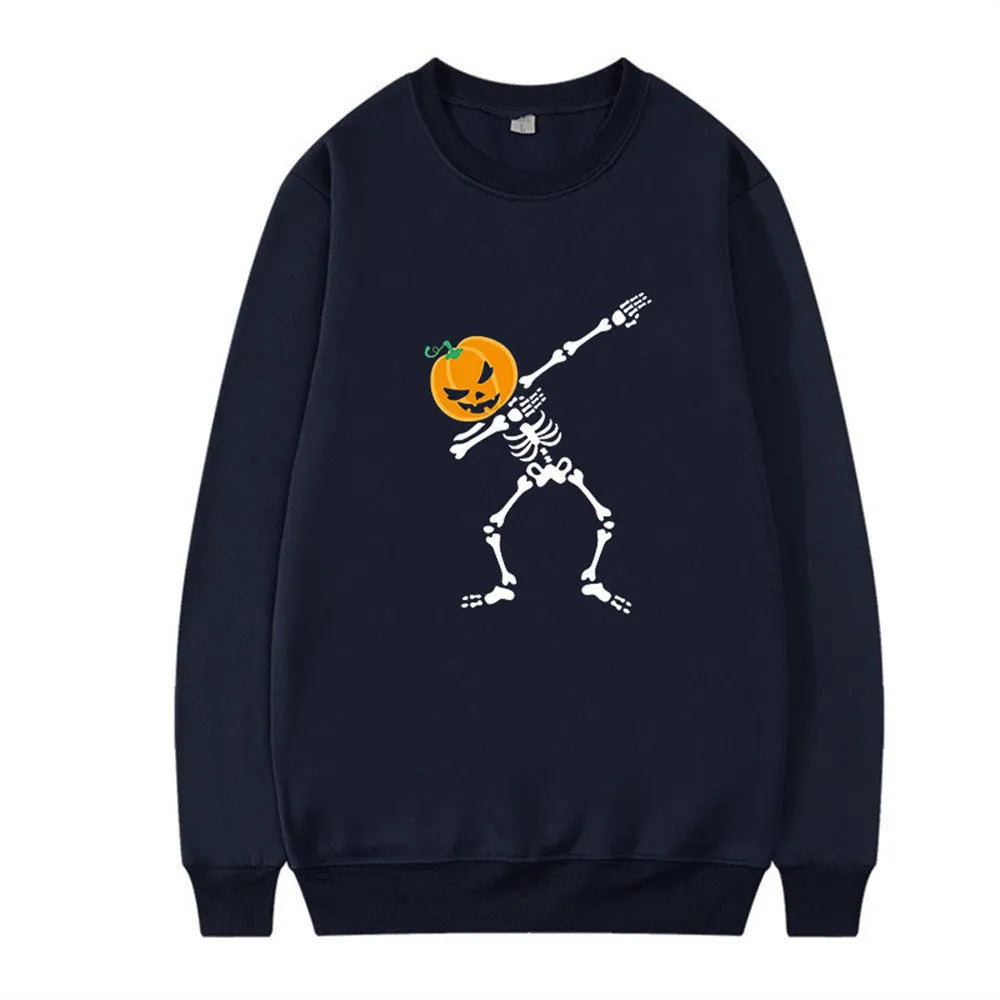 Women's printed crew neck long sleeve casual top in cotton-polyester blend, shown in one of five available colours.