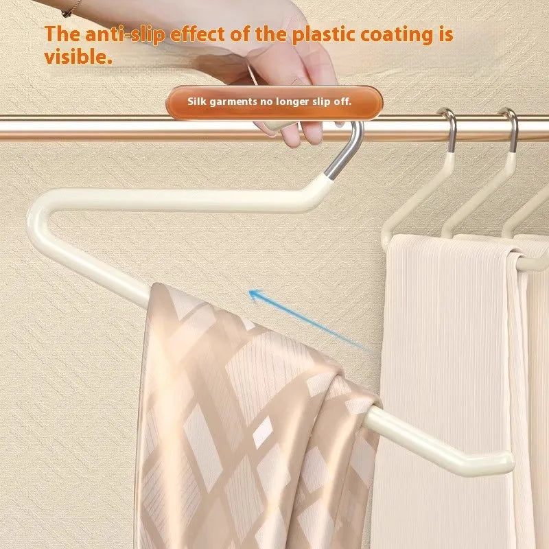 Z-shaped non-slip trousers hanger in cream white stainless steel dipped finish
