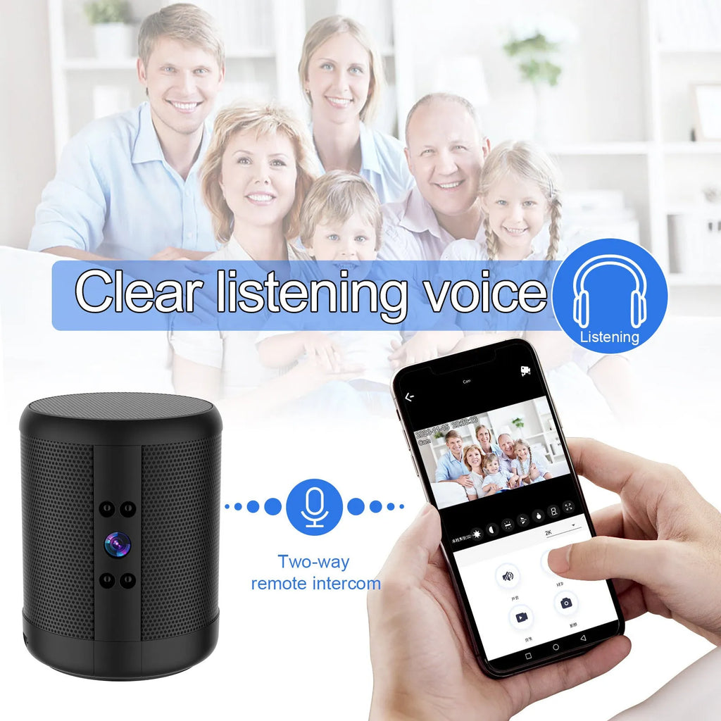 Home Smart Surveillance Camera HD plug-in-free black dual voice night vision alarm detection 10.5 x 7.2cm