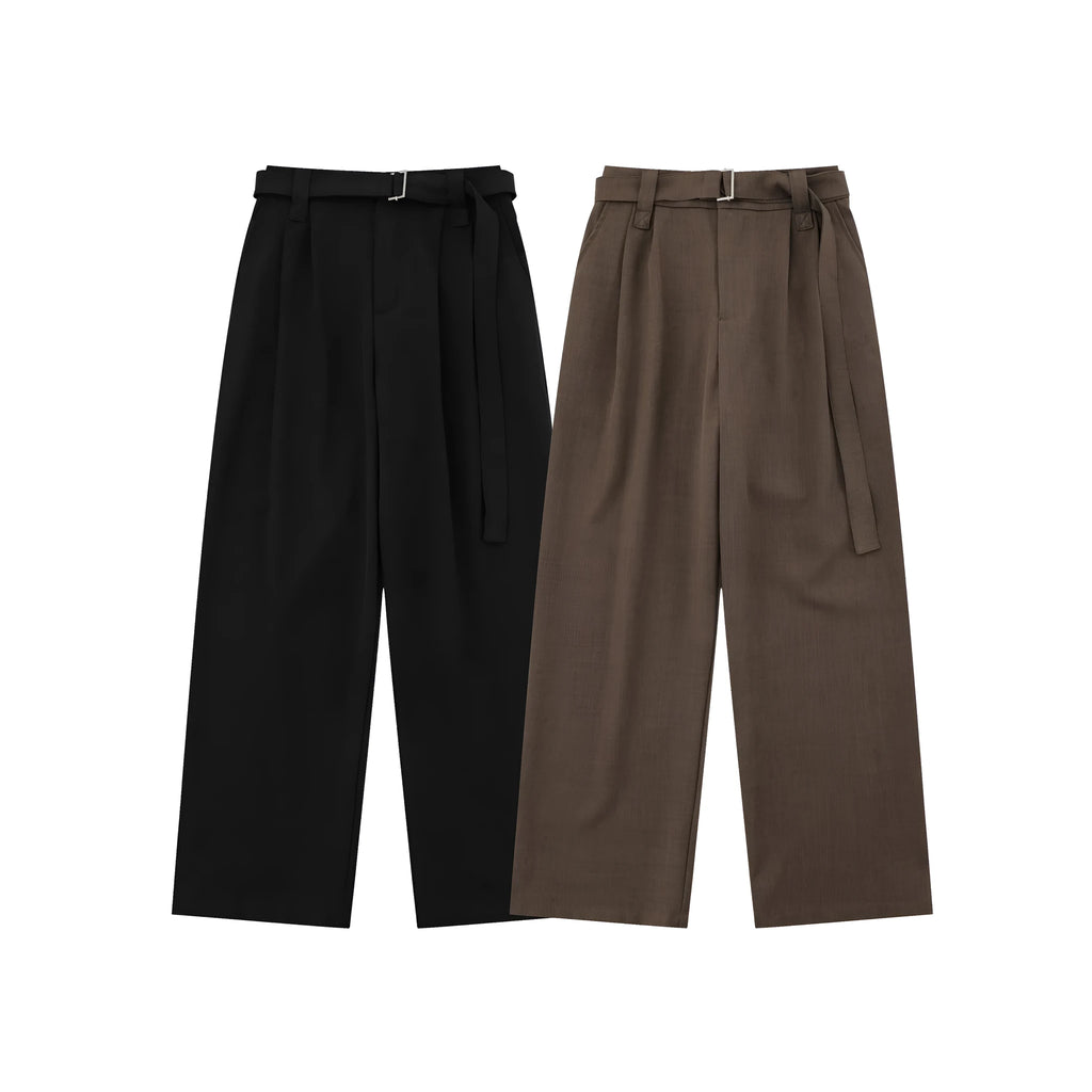 Women's loose high waist wide-legged trousers in black and brown colours