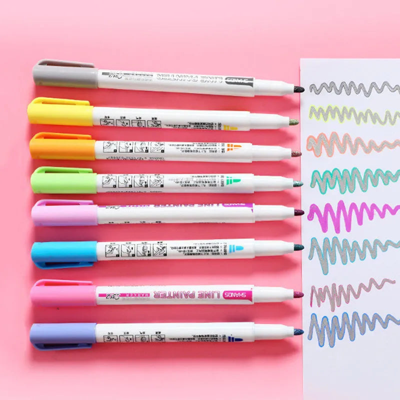 Flash Color acrylic fine line painter pens in an 8-piece and 12-piece set for art and craft.