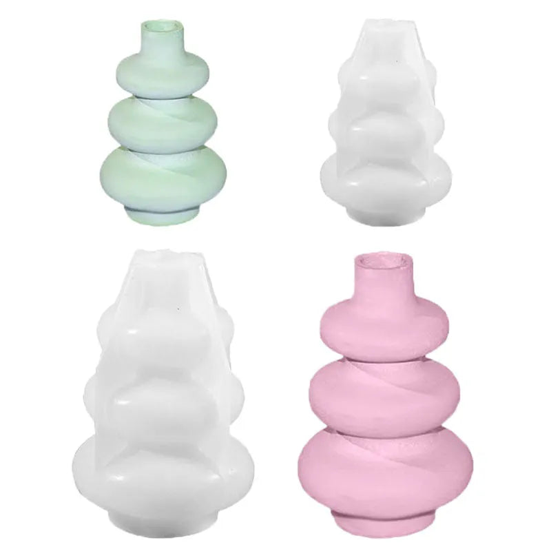 Three layer circle vase silicone baking mold for cake decorations in modern irregular shape