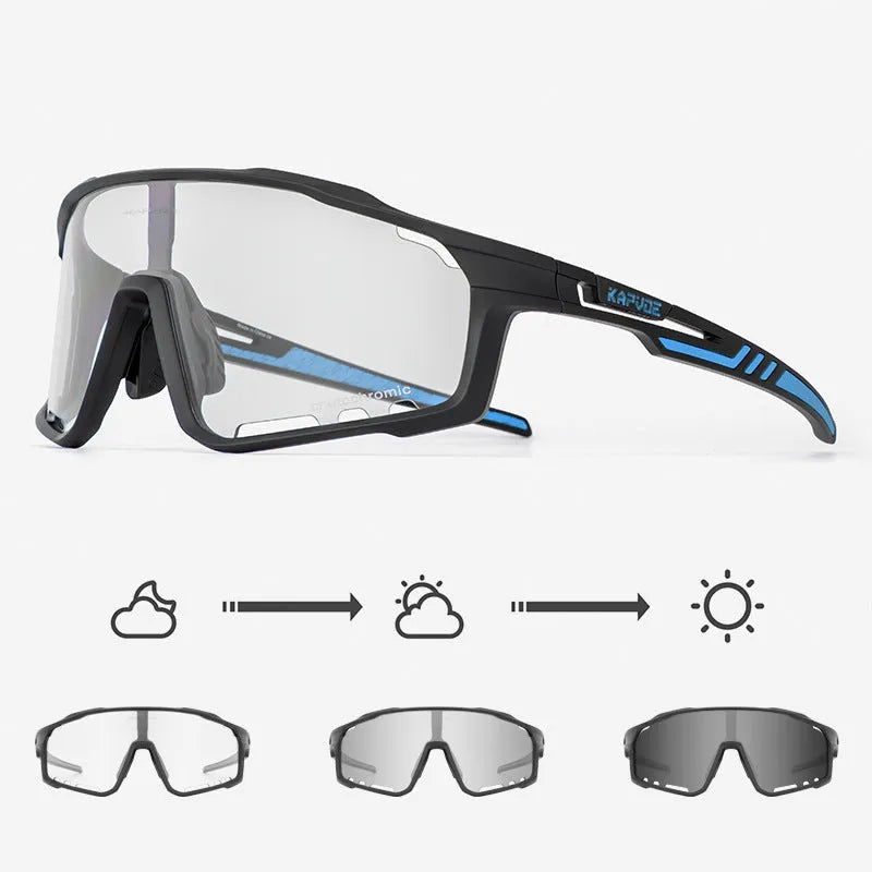 TR90 semi-rimless cycling sunglasses with photochromic lens in multiple colour options