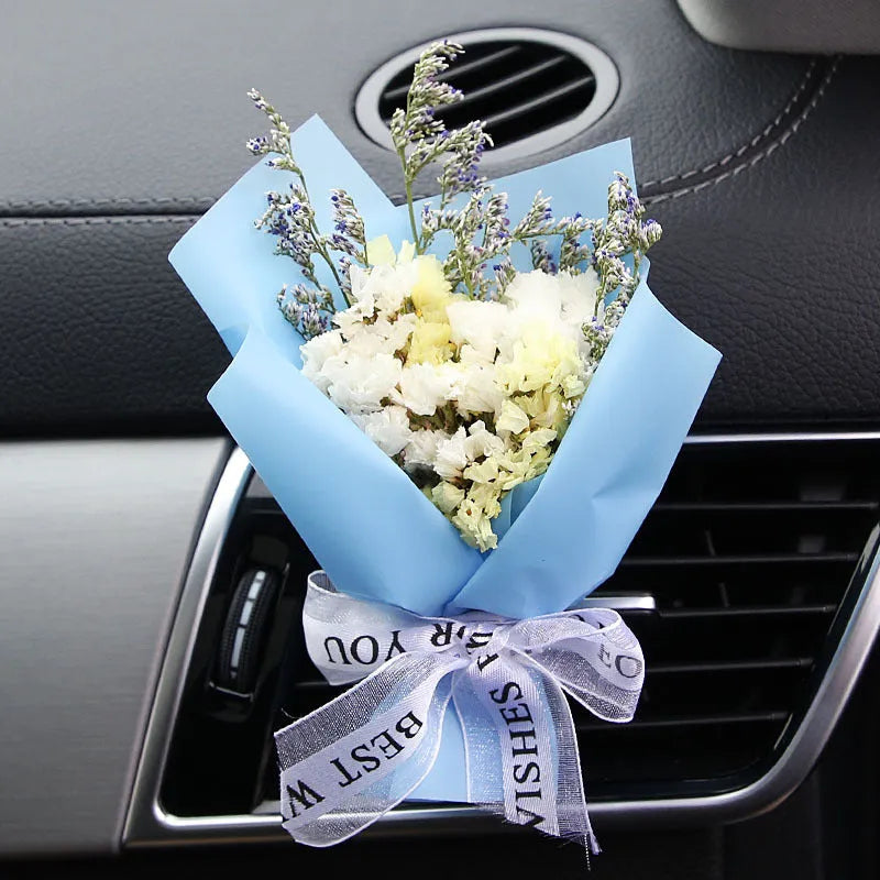 Mini dried flower bouquet for car vent attachment in multiple colour and style options