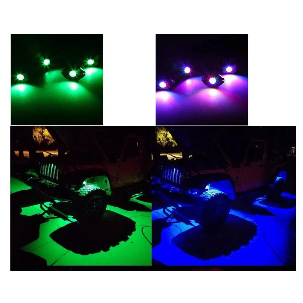Bluetooth RGB undercar light with aluminium alloy housing and PC cover in black finish