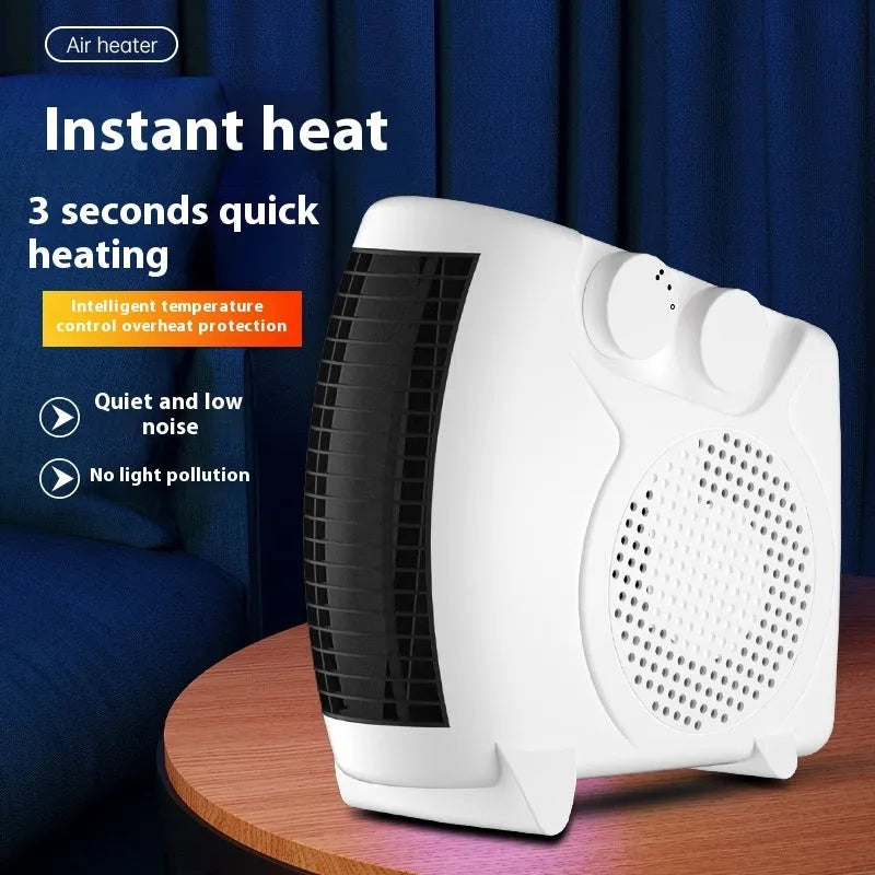 White compact desktop electric heater with dimensions 290mm x 2240mm x 160mm for rooms under 10 square metres
