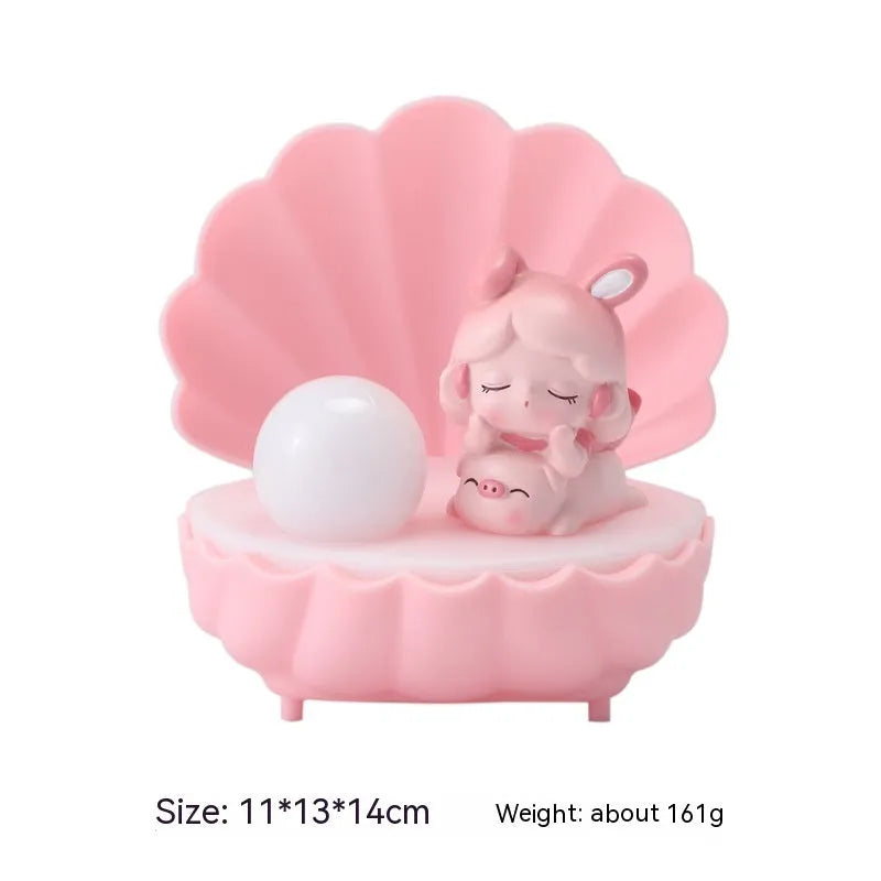 Resin cartoon character night light in pink pig girl, blue bear girl, purple sheep girl, or yellow Miki girl designs