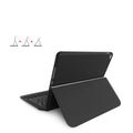 Ultra-thin wireless Bluetooth keyboard leather case for iPad in black flip-style design with integrated keys