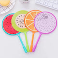 Promotional plastic fan pen with novelty character refills including kitten and unicorn designs