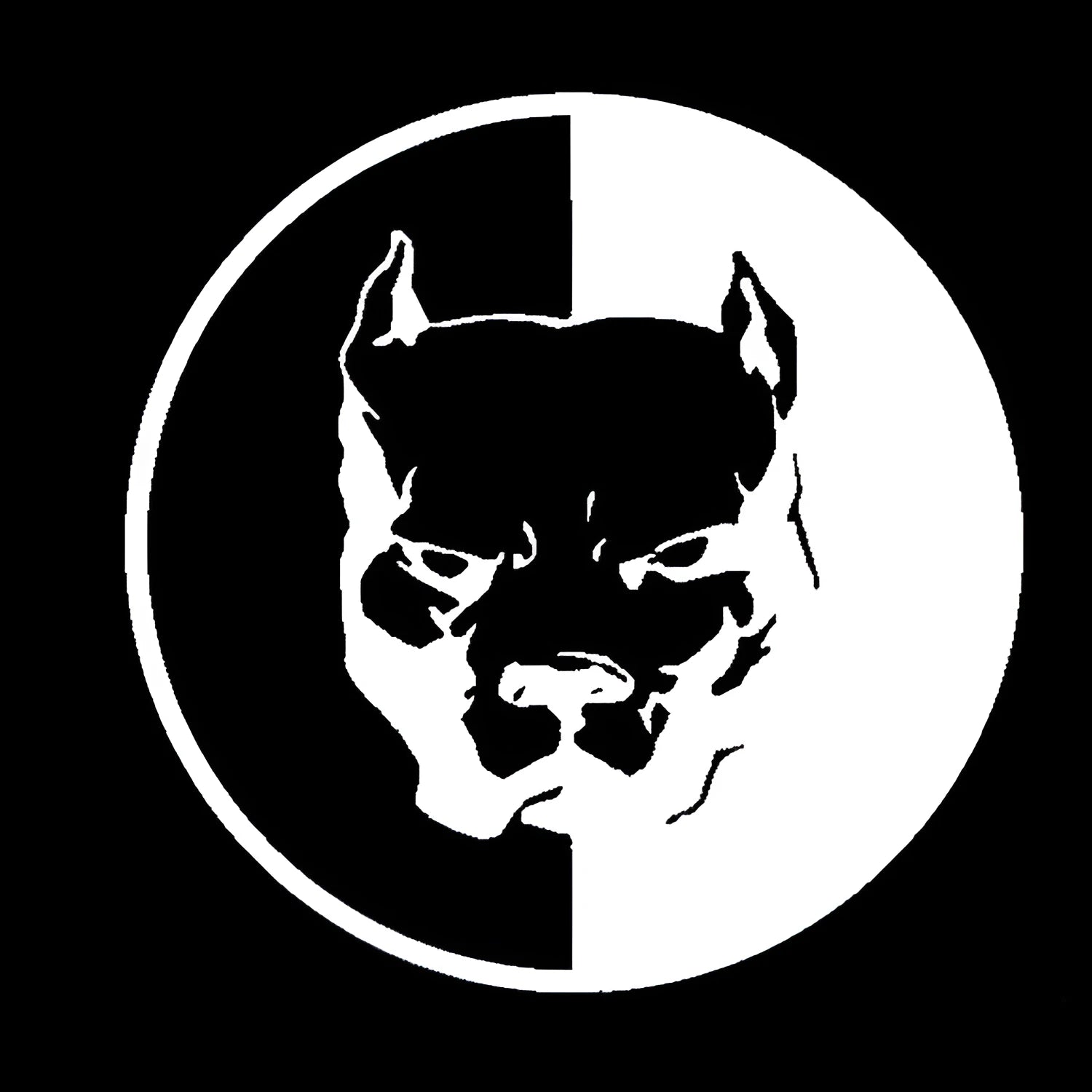 Reflective black Bulldog superhero dog R vinyl sticker measuring 12x12cm.