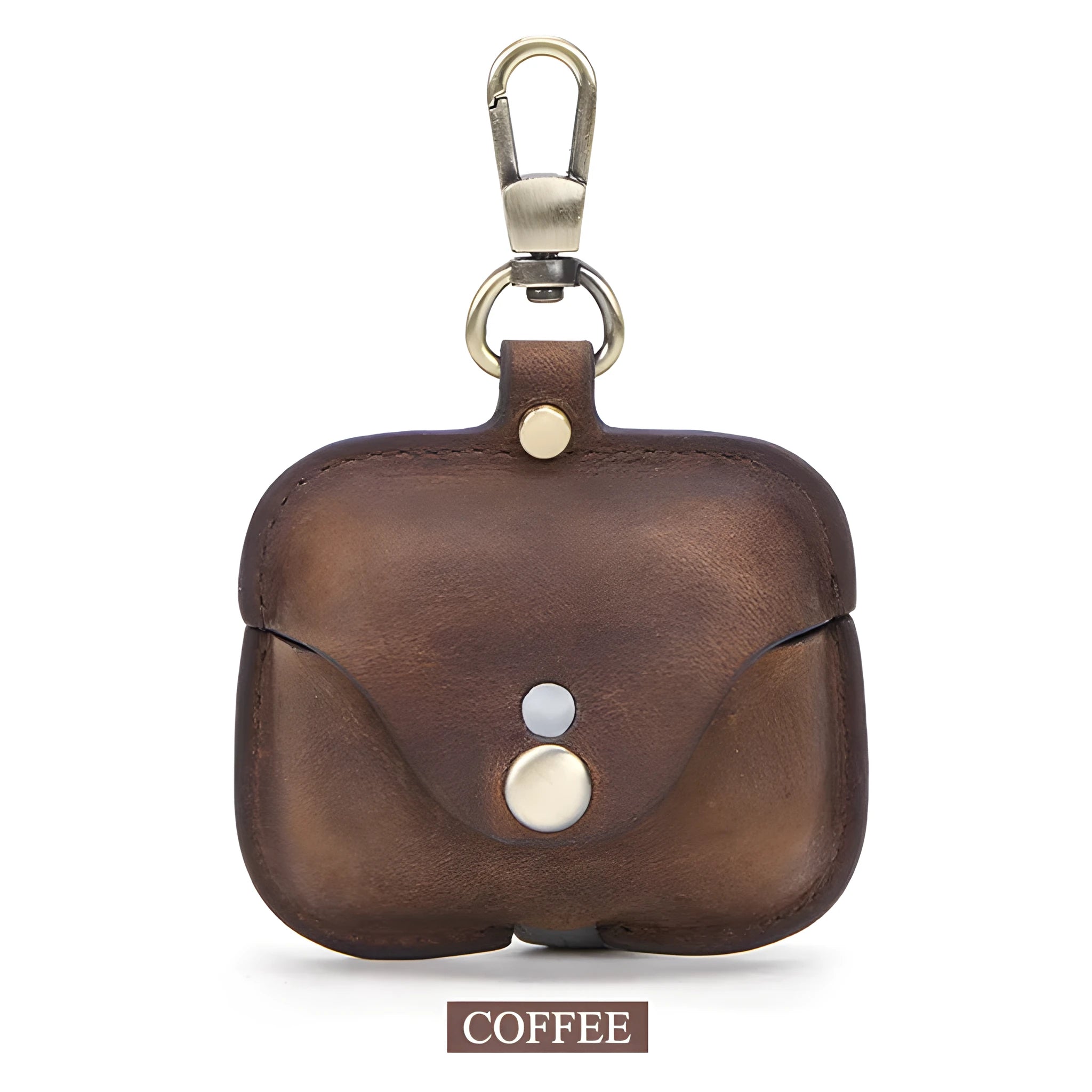 Brown leather AirPods Pro clamshell case with crazy horse pattern texture