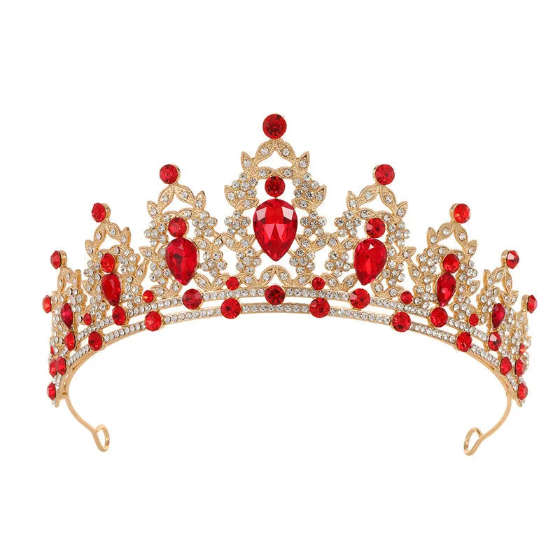 Baroque crown bride headdress with rhinestones in silver and gold colour options