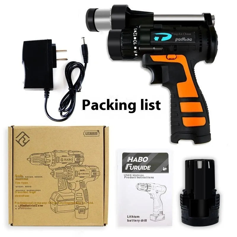 Electric pipe drainage tool with 16.8V motor and 7.5m steel wire cable for clearing toilet and kitchen blockages