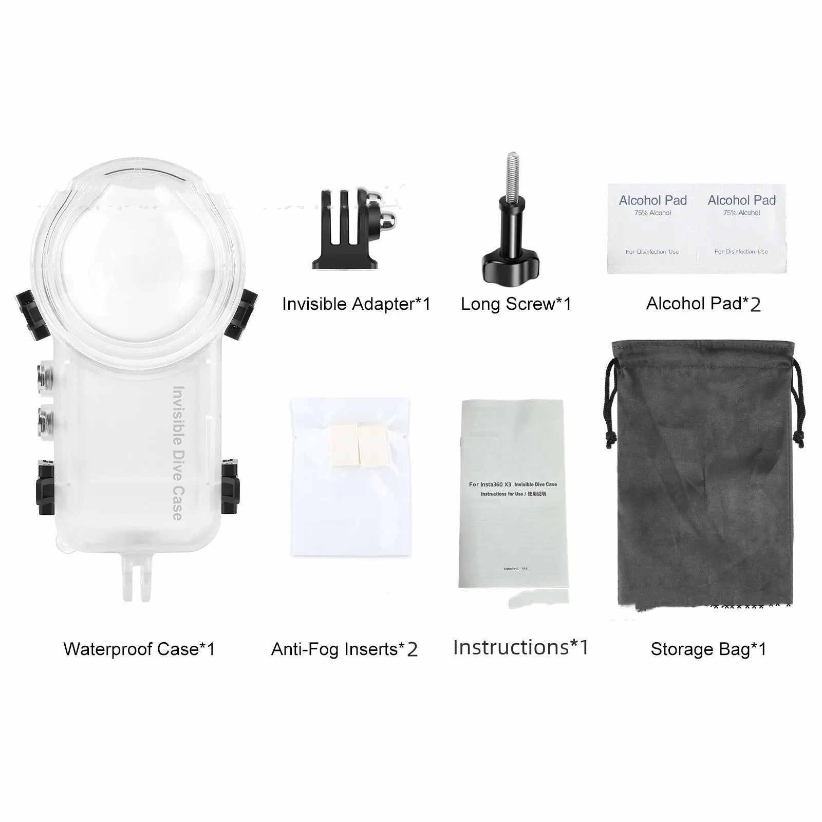 X3 fully invisible dive case waterproof sealed PC stainless steel acrylic 17cm
