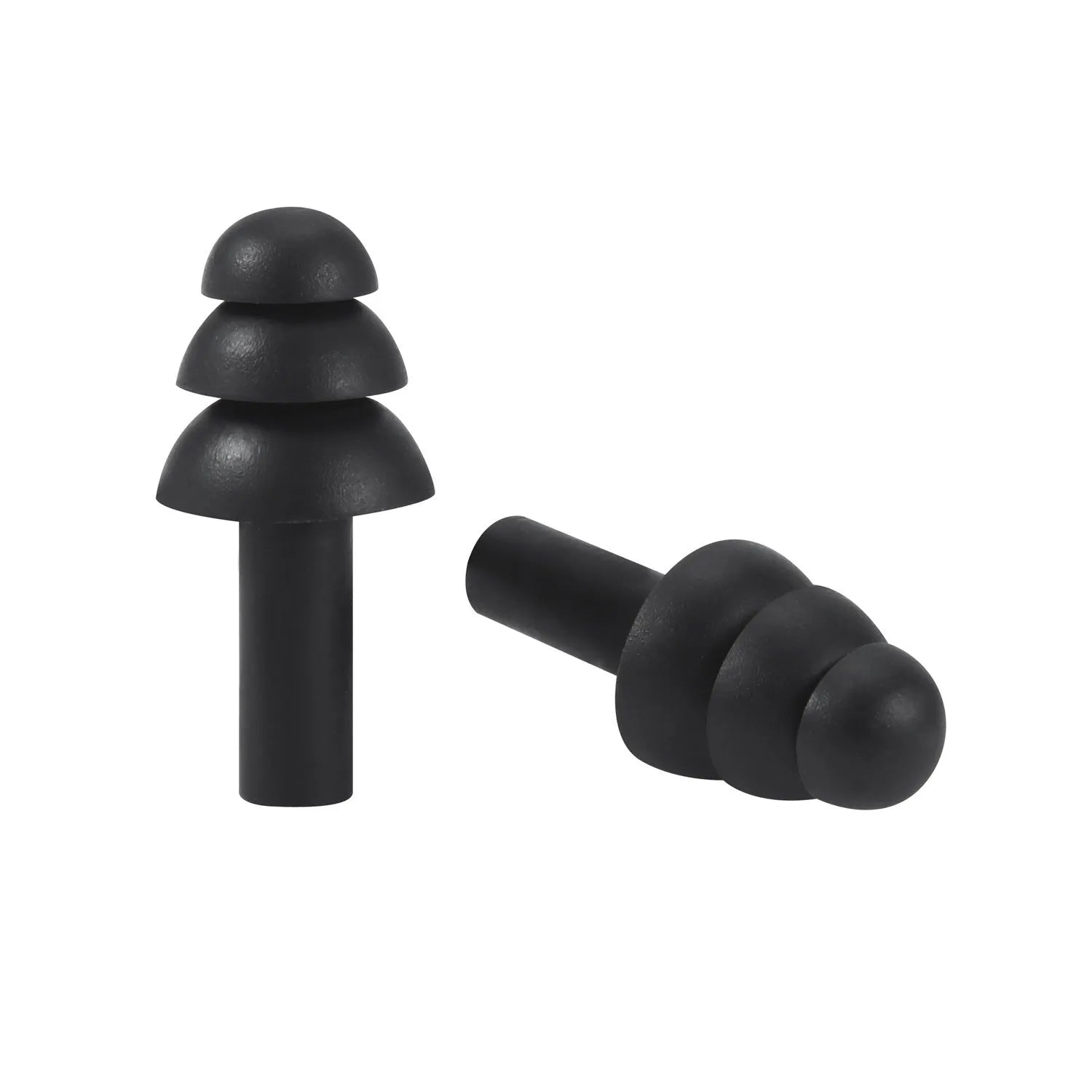 Silicone noise reduction waterproof earplugs in black, reusable in-ear sleep and swimming plugs