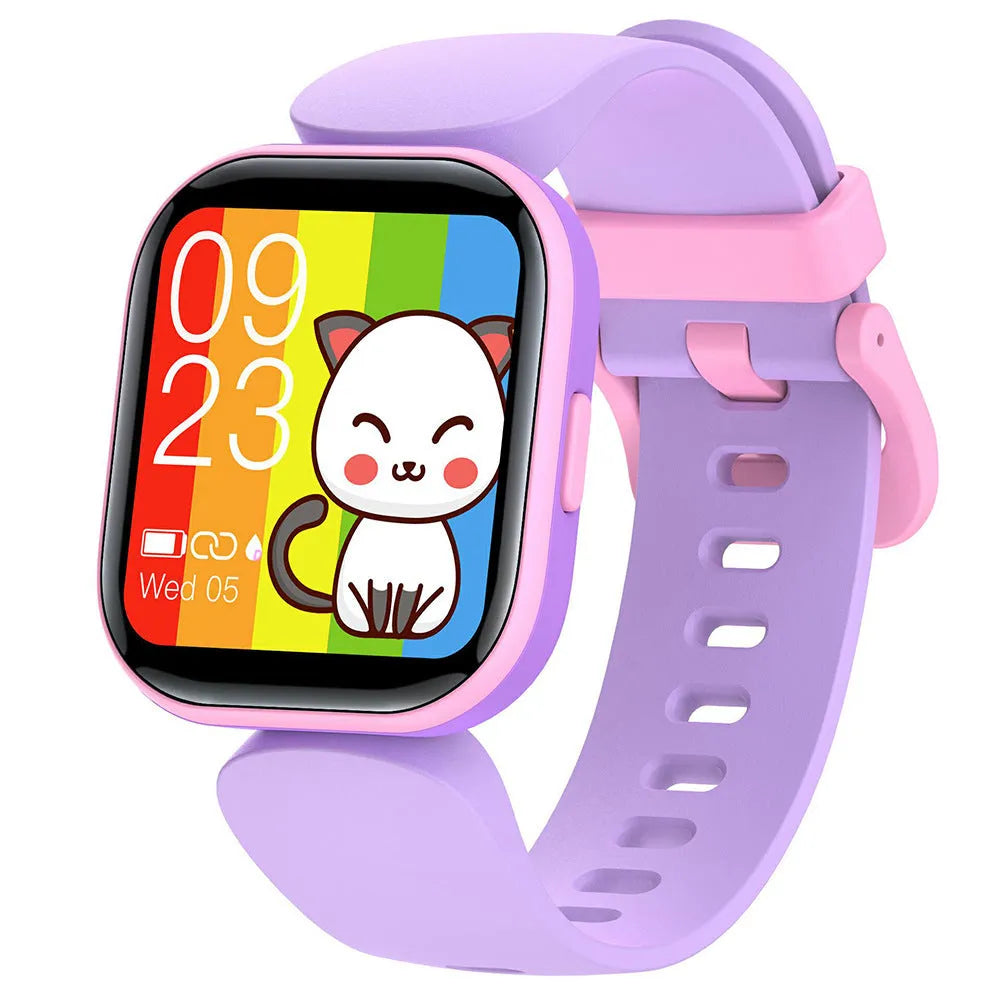 Children's smart watch with body temperature and heart rate monitoring, 1.4-inch TFT screen, plastic frame, available in black
