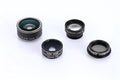 Five-in-one universal mobile phone lens kit with fisheye, wide-angle, macro, telephoto, and CPL polarising filter
