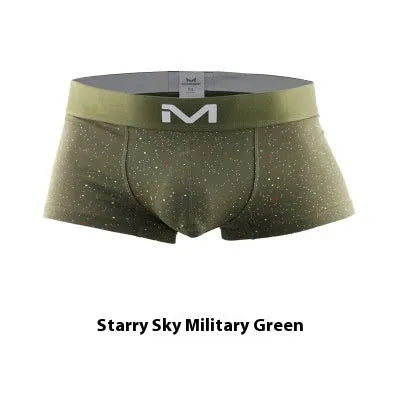 Men's cotton low-waist boxer shorts in starry sky black, breathable summer underwear