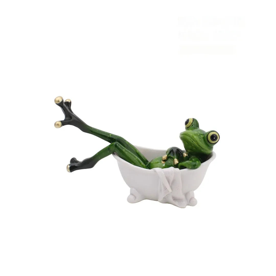 Pastoral style resin frog decoration for home interior display