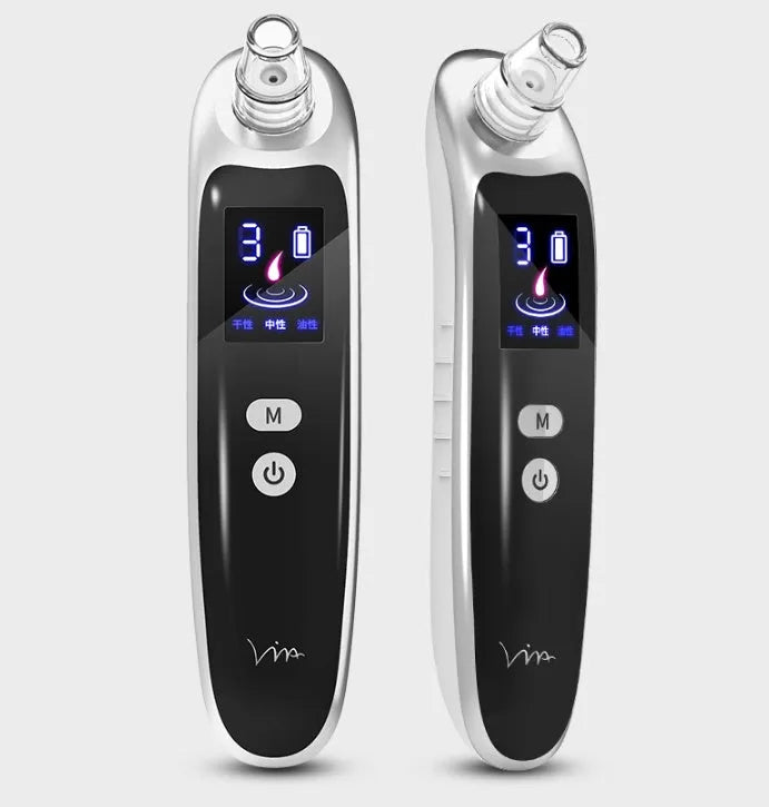 Electric pore cleaner for blackhead removal in black with three suction modes for skin types