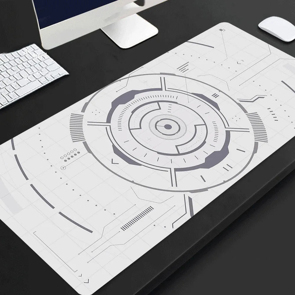Full black extended extra long rubber mouse pad on desk for gaming and office use