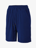 Men's loose fit towel jacquard casual shorts in navy blue, front view