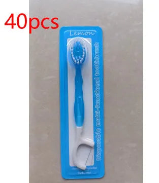 Exploding bead disposable mini toothbrush with toothpaste beads in four flavours for travel