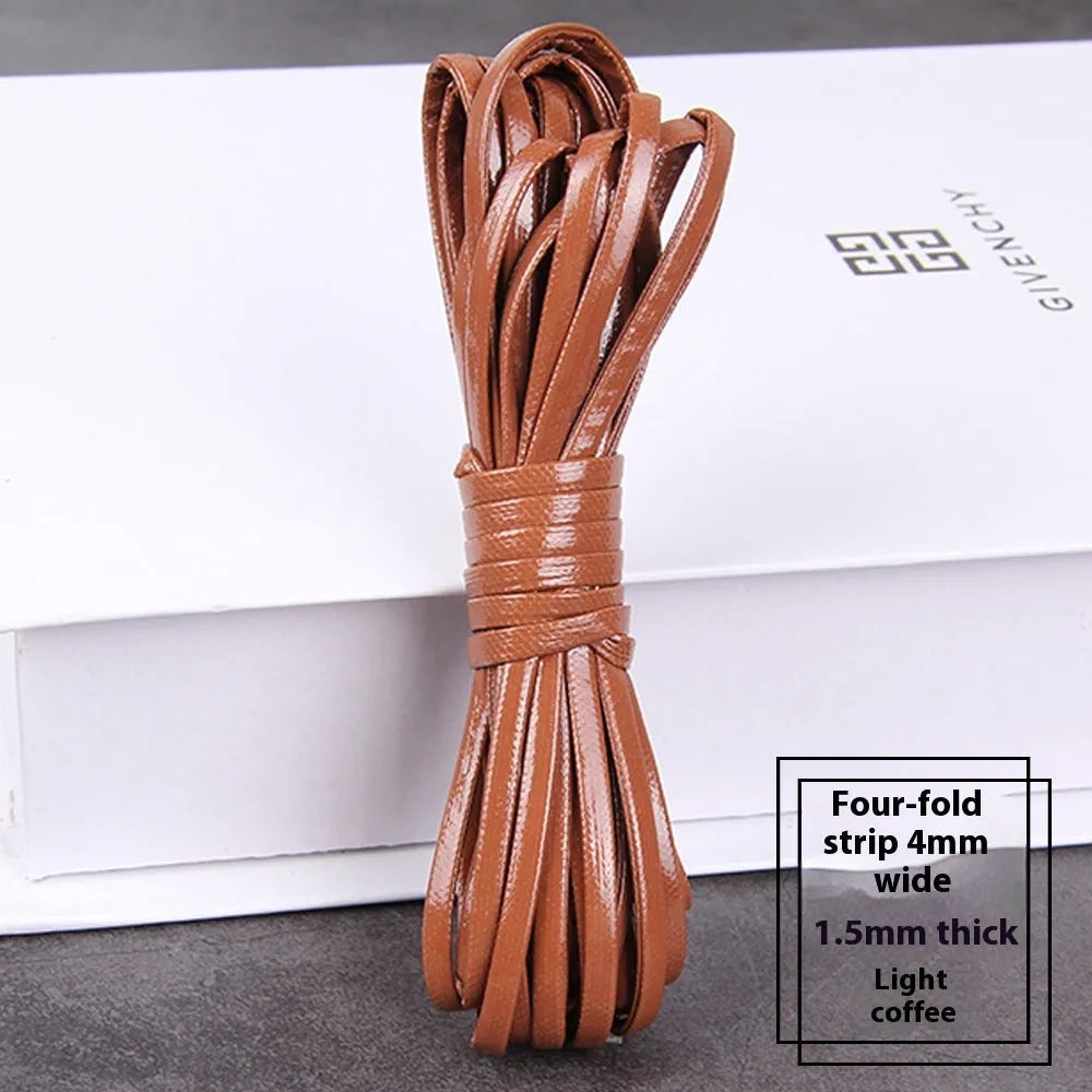 PU leather woven string cord in multiple colours showing different width options for crafting