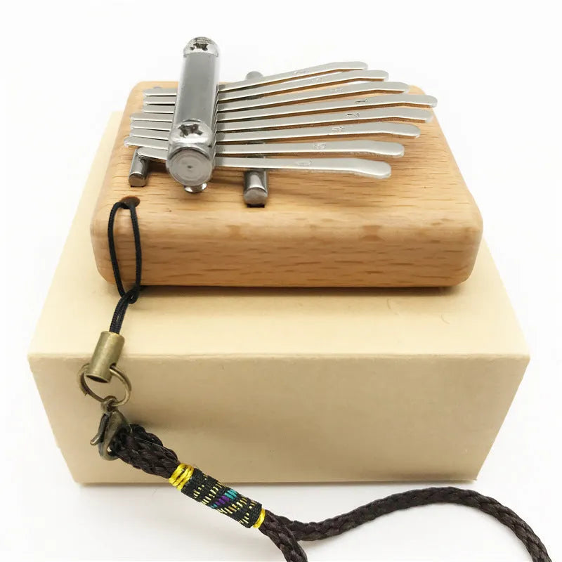 Sifang Mini 8-note thumb piano in photo colour, beech wood body, 7.5 cm square size