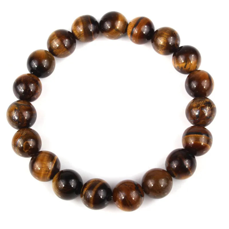 Natural tiger eye stone bracelet with round beads in a choice of colours and sizes