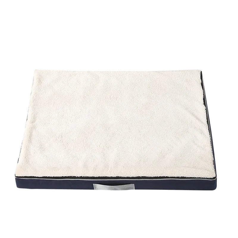 Removable washable sponge dog mat in brown, shown in a domestic setting.