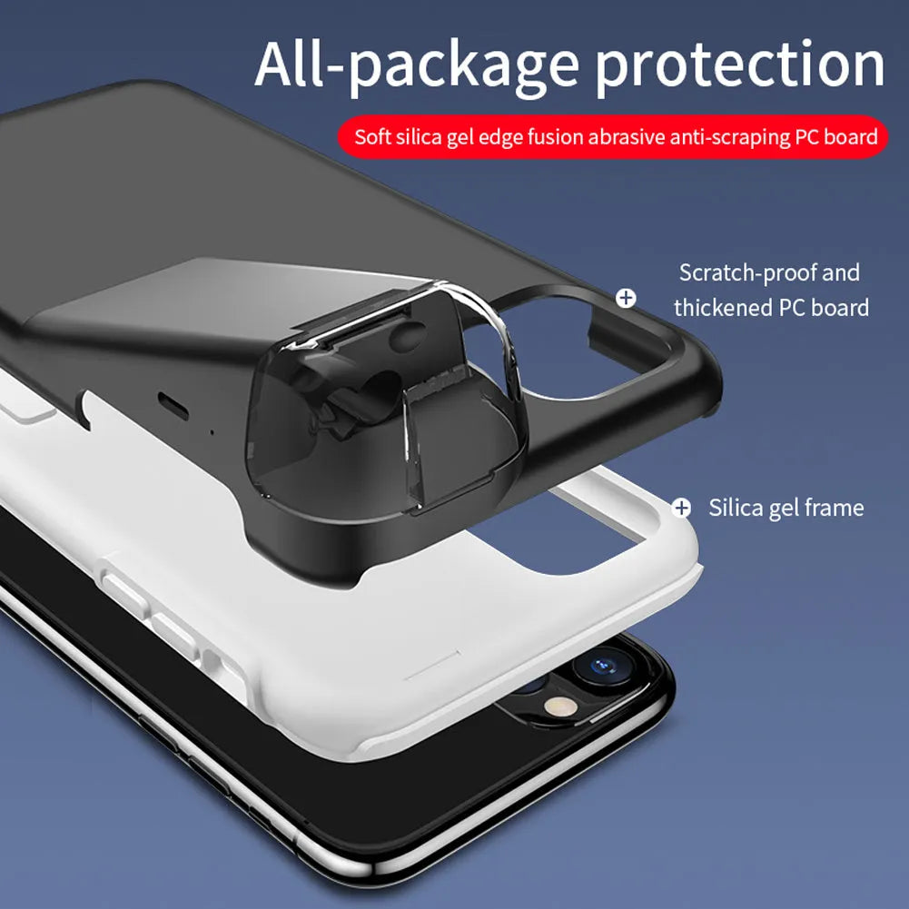 Black matte acrylic and silicone 2-in-1 case cover for AirPods charging case and compatible iPhone.