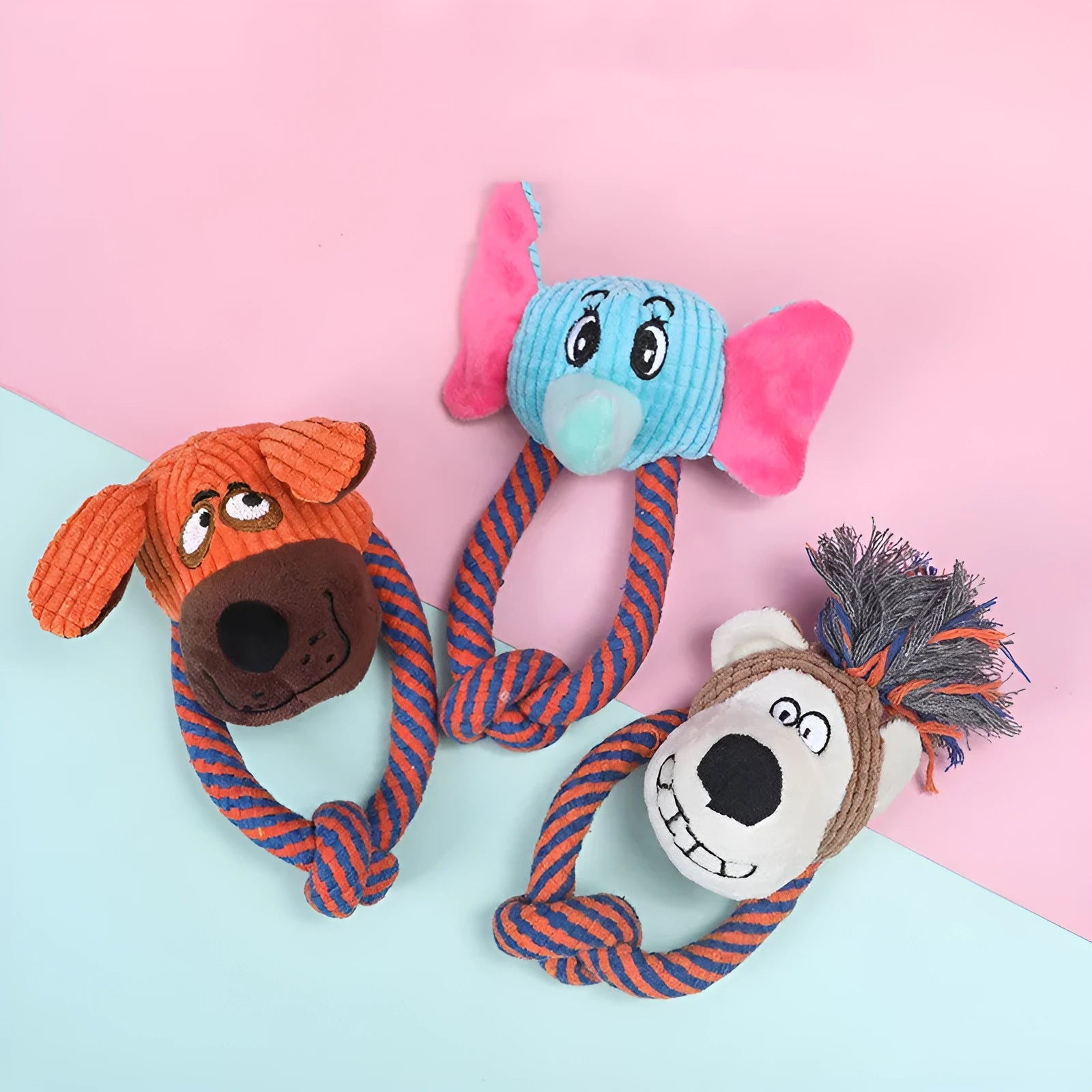 Dog cotton rope teeth cleaning toy with sound in elephant style, plush material