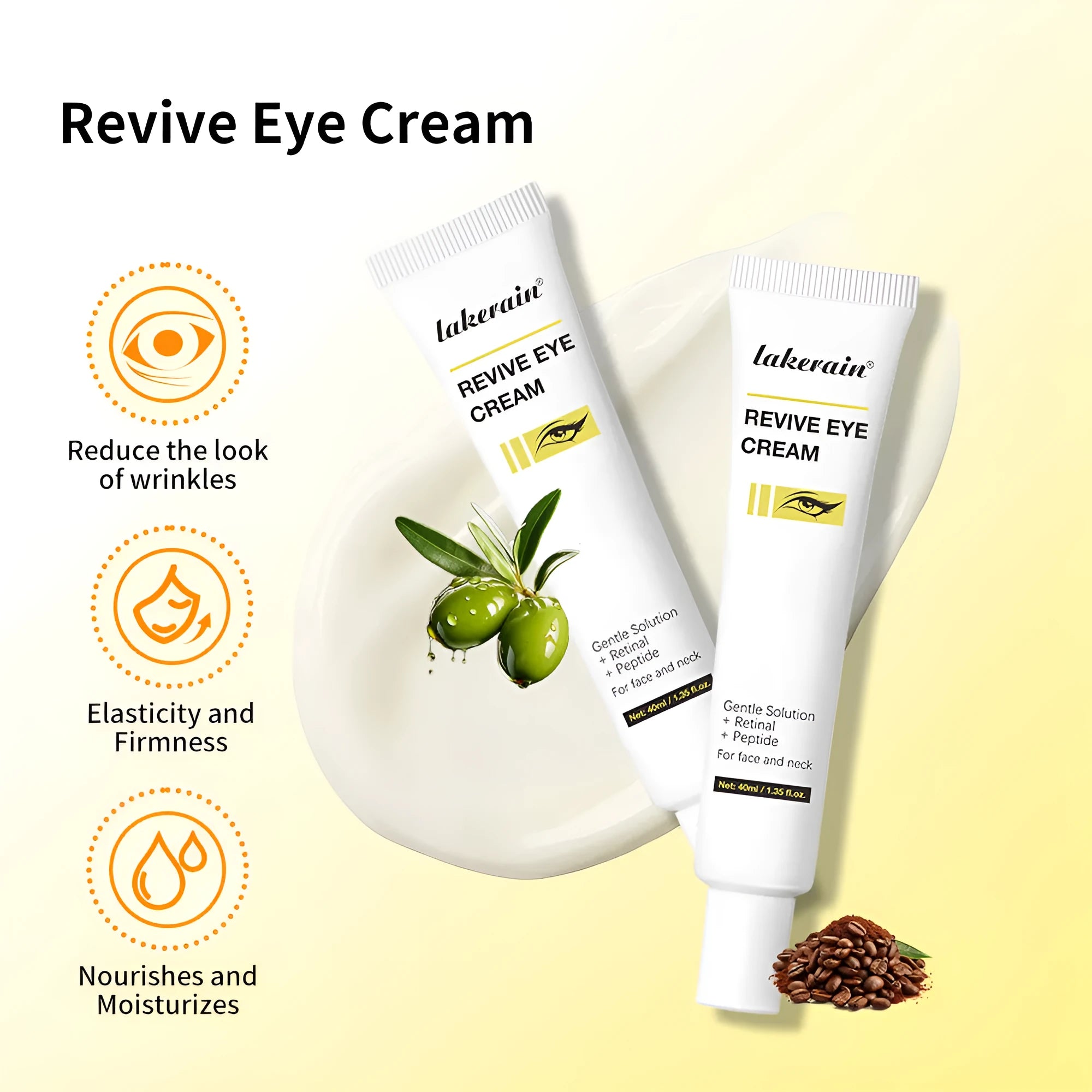 40ml bottle of eye cream for treating dark circles and fine lines