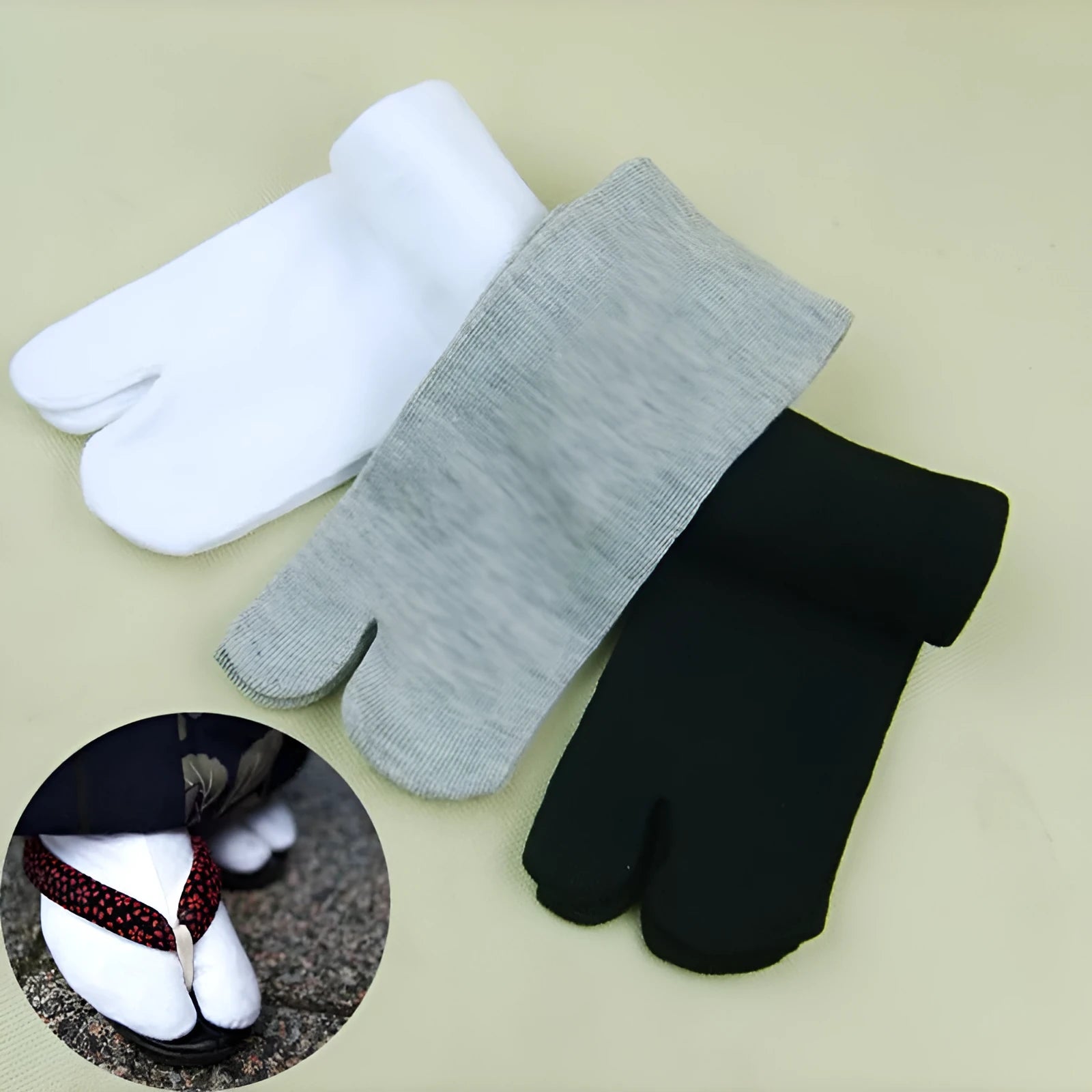 Japanese cotton two toe socks in black, grey, white and set pack for men and women
