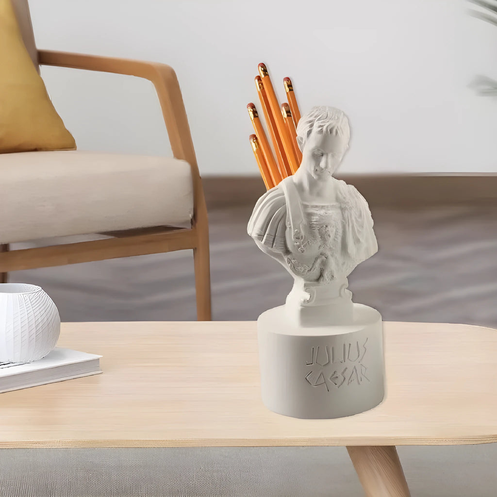 White American creative character modelling pen holder made from synthetic resin for desktop organisation
