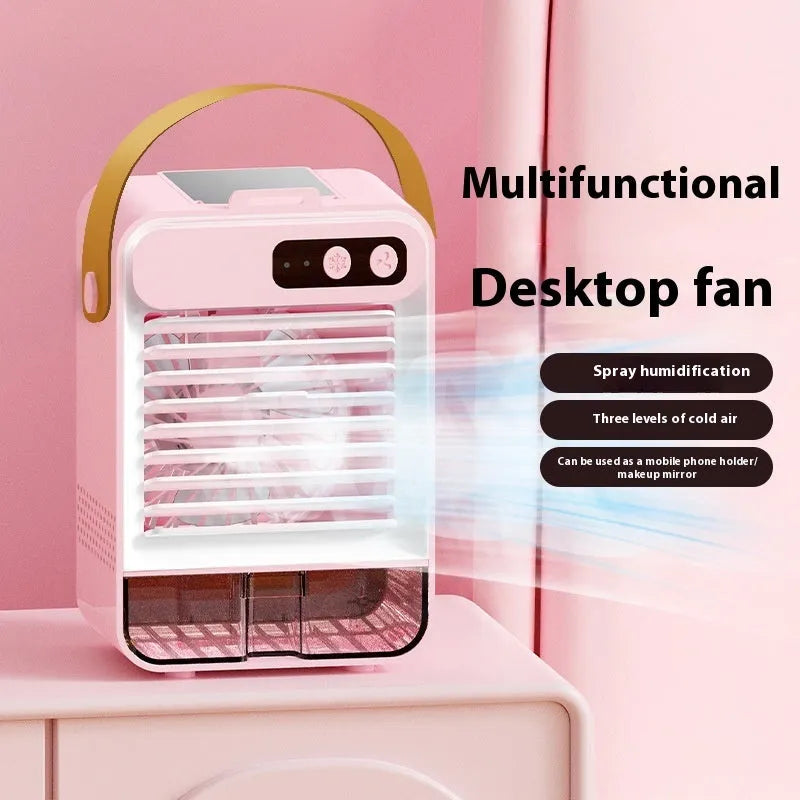 Dark green desktop USB air humidifier with compact dimensions measuring 19cm wide