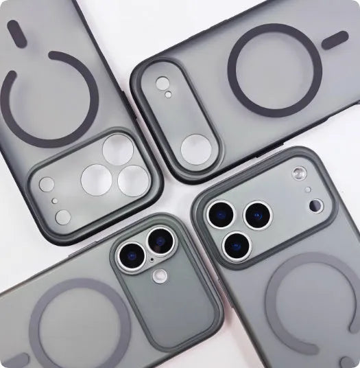 Magnetic skin-feel phone case for iPhone 17 with fine hole lens cover in Matte Black