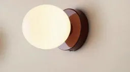 Nordic modern simple glass ball wall lamp with iron frame, available in five base colours