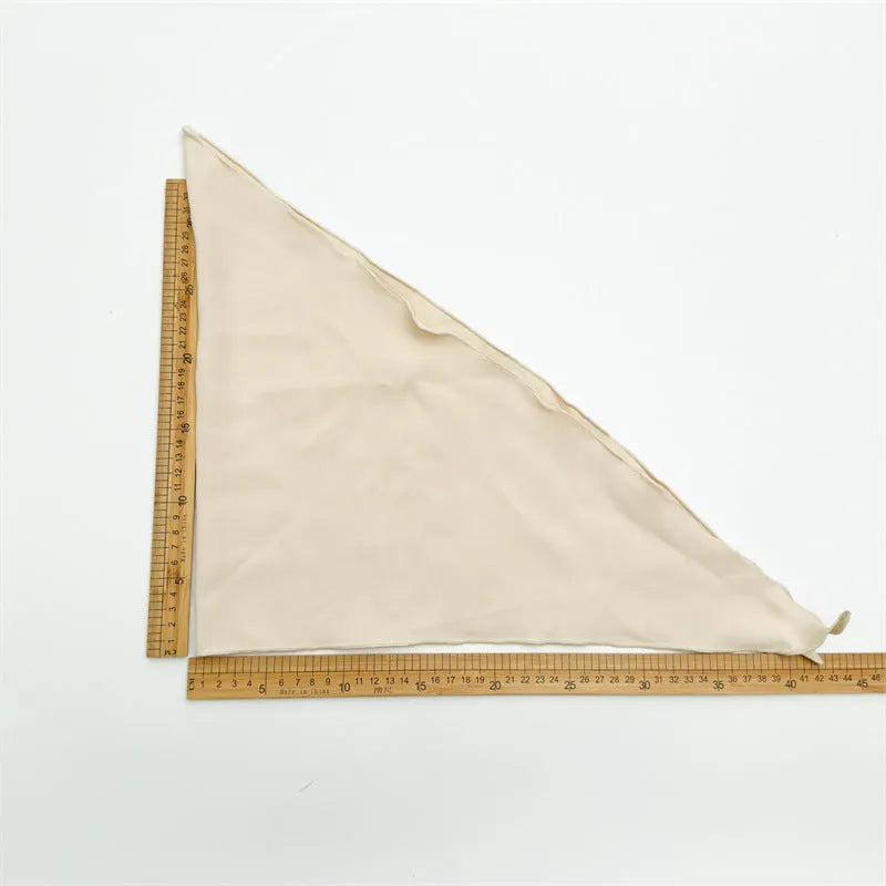 Women's solid colour cloth fabric triangle headscarf in Khaki tied around head