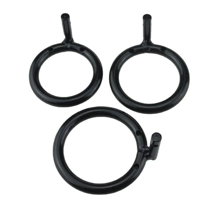 Black manganese steel men's chastity lock ring for sexual pleasure, shown on a neutral background