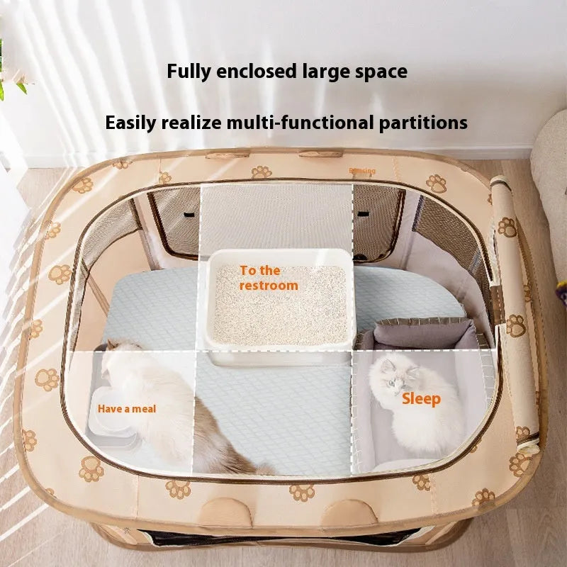 Foldable cat nest tent in brown bear colour, Oxford cloth, for indoor cat rest