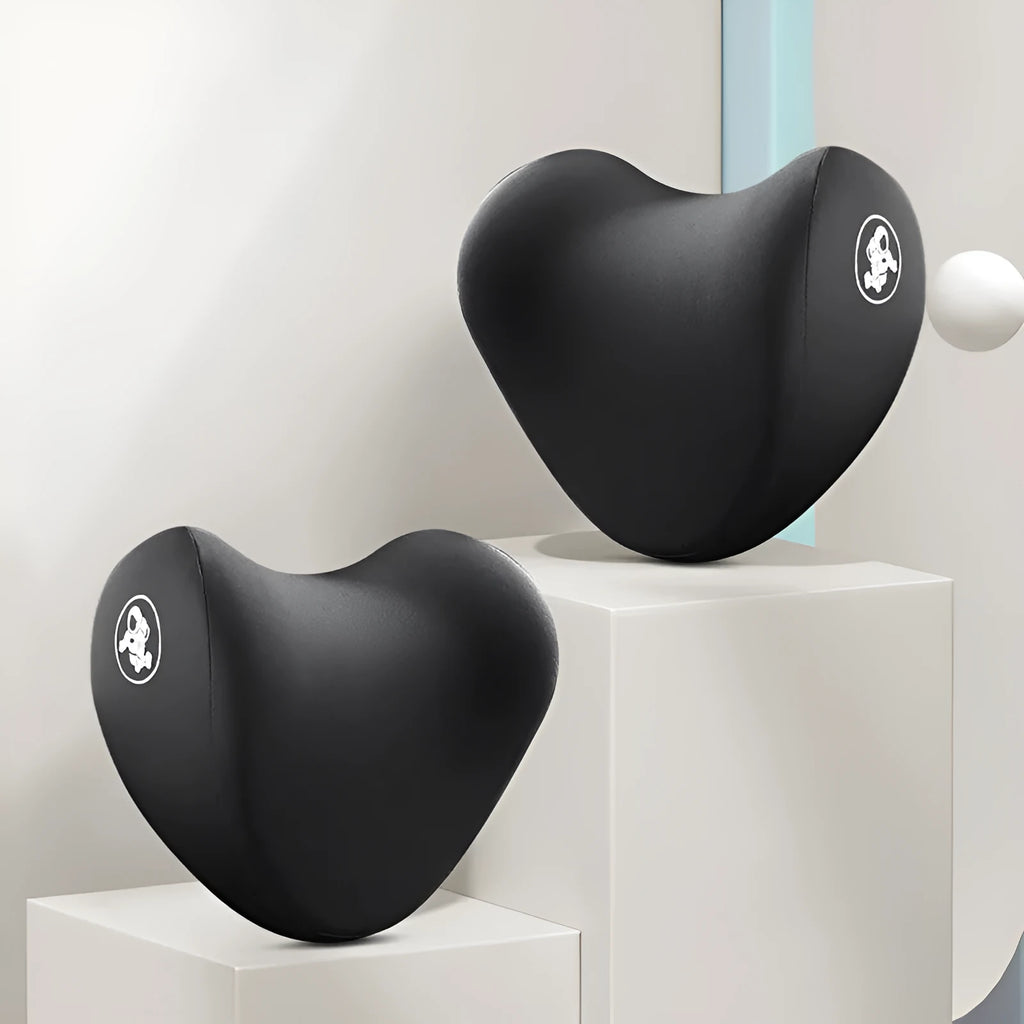 Memory foam car pillow set with cotton cover showing heart pattern design in various colour options