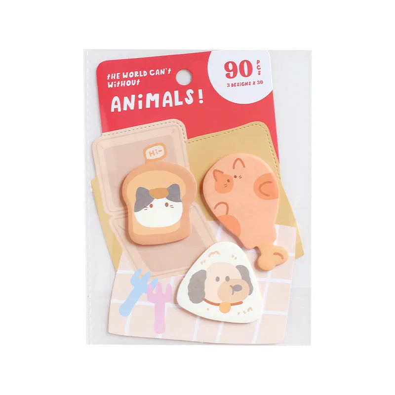 Small animal shaped sticky note set with 90 pages in six colourful cover designs