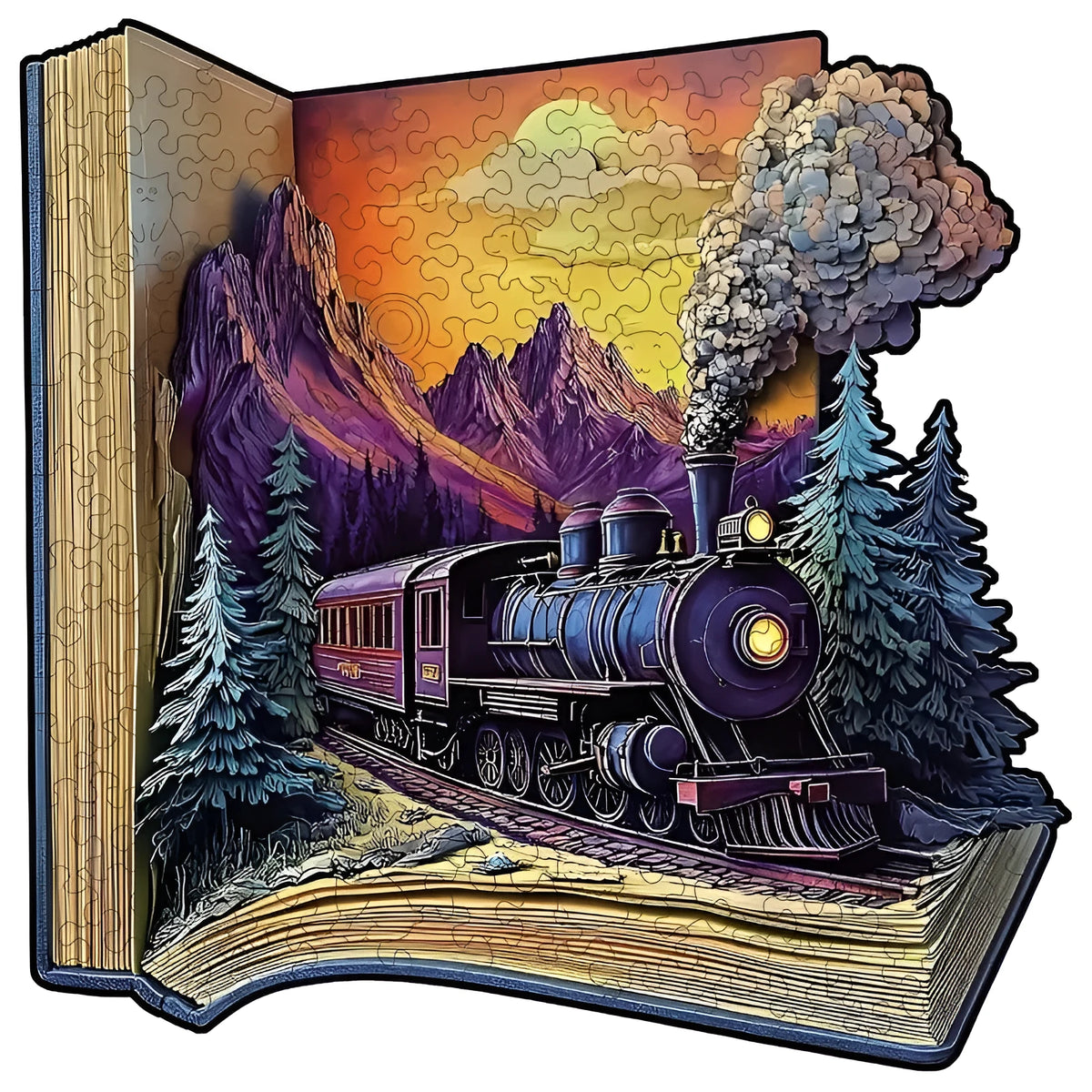 Wooden puzzle set in white paper carton style YS7514A5 with A5 size illustration