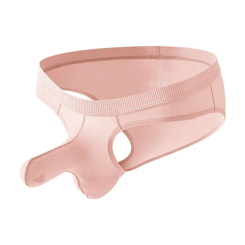 Men's low waist Ice Silk briefs in five colour options showing briefs style and fabric texture