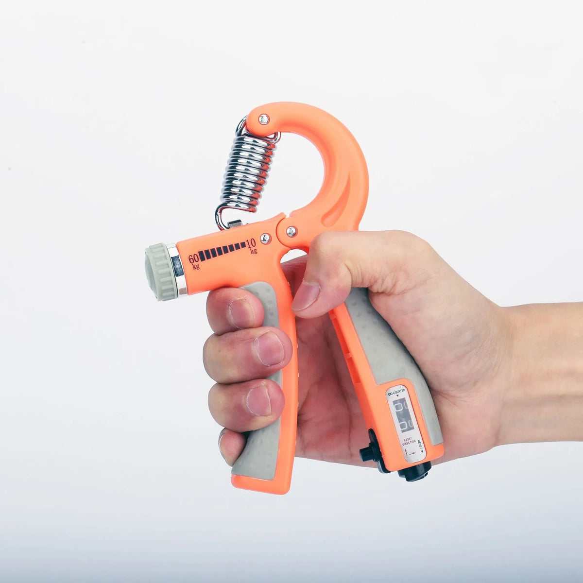 Adjustable hand grip with mechanical counter, ABS and stainless steel, 16cm x 12cm
