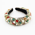 Gold-plated baroque headband with plaid pattern and bow detail, women's fashion hair accessory in gold and colour options