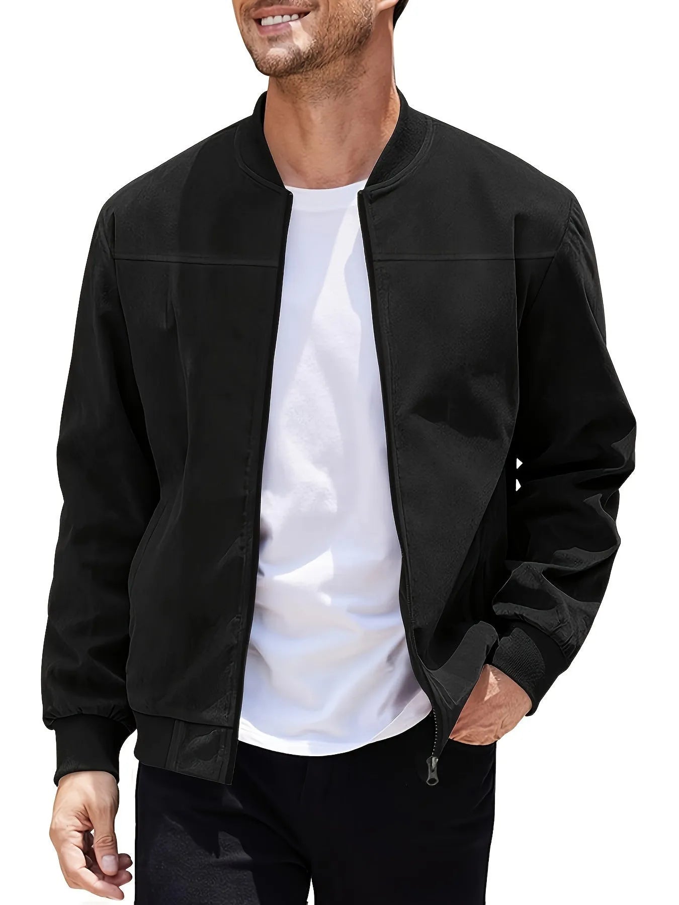 Men's plus size suede jacket with zipper front in multiple colour options
