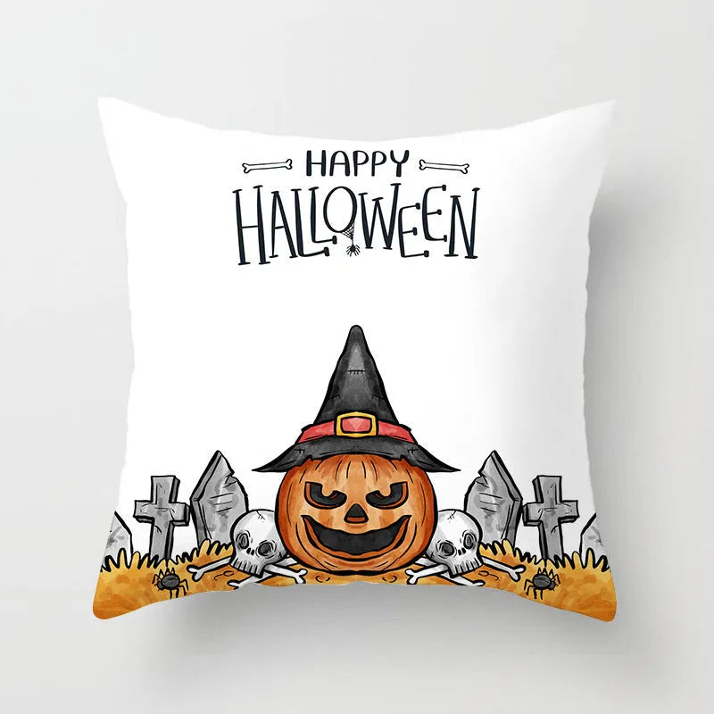 Halloween pillowcase 45x45cm in peach skin fabric with modern simple square design for living room cushion